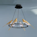 GobekUsa Gold Magpie Bird Ceiling Chandelier: Modern Home Interior Lighting for Living Dining Kitchen
