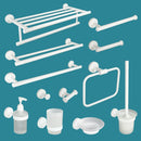 GobekUsa Bathroom Accessory Set: Towel Rack, Toilet Brush, Paper Holder, Toothbrush Holder, Soap Tray