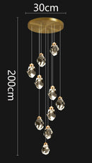 GobekUsa Crystal Chandelier Stair Pendant Light Modern Living Room Interior Lighting