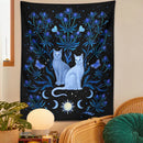 GobekUsa Cat Tapestry Wall Hanging Moon Sun Moth Leaf Flower Occult Home Decor