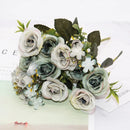 GobekUsa Blue Peony Tea Rose Silk Fake Flowers for DIY Home Garden Wedding Decor