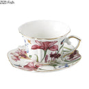 GobekUsa Iris Flower Porcelain Coffee Mug Tea Cup Tableware Set