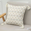 GobekUsa Geometric Tufted Tassel Pillow Cover - Handcrafted Boho Chic Cushion Cover