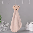 GobekUsa Cartoon Bear Coral Velvet Hand Towel - Soft Microfiber for Kitchen & Bathroom