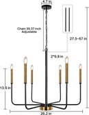 GobekUsa LED Gold & Black Candle Chandelier: Modern American Living Room Hanging Light
