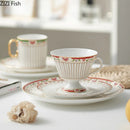 GobekUsa Gold-Striped Ceramic Cup & Saucer Set for Dining Table Coffee Milk Tea Juice