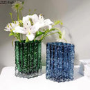 GobekUsa Clear Ice Vase for Hydroponic Flowers Desk Decor Bouquets Minimalist Floral Arrangement Modern Glass Pot