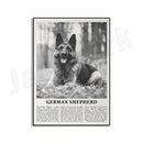 GobekUsa Black & White Dog Breeds Poster: Greyhound, Cocker Spaniel, Akita, Malamute, Cattle Dog