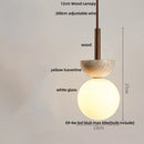 GobekUsa LED Knob Switch Pendant Lamp Yellow Travertine Copper Wabi Sabi Hanging Lights