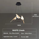 GobekUsa Gold Magpie Bird Ceiling Chandelier | Modern LED Ring Light for Dining Room & Decor