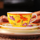 GobekUsa Elegant Butterfly Kitchen Tableware Set: Coffee Cup, Saucer, Coffeepot, Creamer, Sugar Jar, Plates, Cake Plate