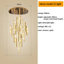 GobekUsa Crystal Lustre Pendant Lights with Dimmable LED, Adjustable Cable - Gold Chrome Steel