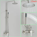 GobekUsa Brushed Nickel Rainfall Shower System with Hot Cold Mixer for Wall Mount