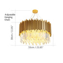 GobekUsa Golden Stainless Steel Crystal Chandelier: Modern Round LED Light for Dining Room