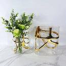 GobekUsa Gold-Edged Glass Vase with Geometric Patterns for Home Decor