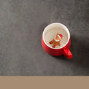 GobekUsa Christmas Animals Ceramic Tea Cup Set Red Porcelain Mugs