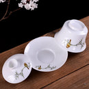 GobekUsa Blue & White Porcelain Gaiwan Tea Set Puer Tea Cups Soup Bowl with Lid