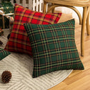 GobekUsa Christmas Plaid Cushion Cover, Classic Green Red Throw Pillow for Home Decor