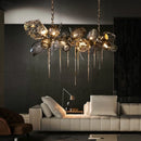 GobekUsa Glass Shades LED Chandelier Stairs Art Metal Lighting Luxe Chain Hanging Lamp