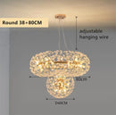 GobekUsa Gold Crystal Chandelier: Luxury LED Hanging Lamp for Living and Dining Room
