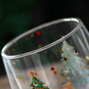 GobekUsa Double Wall Glass Mug - Festive Heat-Resistant Cup for Coffee or Water