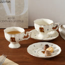 GobekUsa Cartoon Kitten Pattern Porcelain Coffee Mug Set Ayshacollection