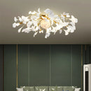 GobekUsa Ginkgo Leaf Acrylic Metal LED Ceiling Chandelier for Home Living Room