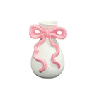 GobekUsa 3D Ribbon Ceramic Vase with Cute Bow - Home Floral Decoration