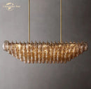 GobekUsa Chiara Smoke Glass Tiered Chandelier - Modern Large Rectangular Hanging Lights