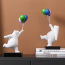 GobekUsa Flying Bear Figurines Balloon Polar Bears Resin Decoration Modern Gift for Boy/Kids