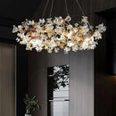 GobekUsa Kapok Flower Glass Crystal Chandelier for Living Room Dining Bedroom