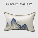 GobekUsa Chinese Ancient Art Chinoiserie Landscape Embroidered Lumbar Pillow Cover
