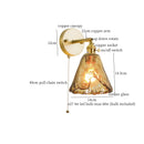 GobekUsa Amber Glass LED Wall Lamp for Bedroom Minimalistic Copper Lighting