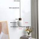 GobekUsa Ceramic LED Pendant Light Fixture - Nordic Modern Wood White Hanging Lamp