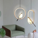 Rotatable Magpie Bird Metal Pendant Light in Gold or Silver