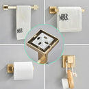 GobekUsa Brushed Gold Bathroom Hardware Set Stainless Steel Towel Bar Robe Hook Toilet Paper Holder