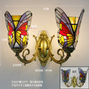 GobekUsa Butterfly Glass Sconces LED Wall Lamps Tiffany Mediterranean Bedroom Lighting