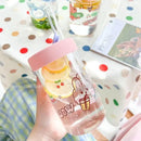 GobekUsa Cartoon Glass Cup with Lid & Straw - 600ml Drinkware