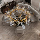 GobekUsa Crystal Leaf Branch Chandelier - Elegant Lighting Fixture for Bedroom, Living Room, Dining Room