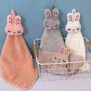 GobekUsa Cartoon Rabbit Coral Velvet Hand Towel - Quick Dry Kitchen Bathroom Cleaning Towel