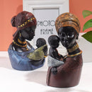 GobekUsa African Exotic Black Mother And Child Resin Statues Retro Figurines For Home Decor