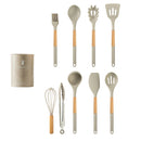 GobekUsa 10/13 PCS Silicone Kitchen Cookware Set - High Temperature Resistant Non-Stick with Wooden Handle