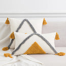 GobekUsa Boho Style Tufted Tassels Yellow Cushion Cover for Home Decor
