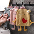 GobekUsa Frog Design Hand Towel - Soft Coral Velvet, Kids Friendly, Absorbent & Multipurpose