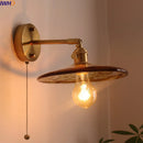 GobekUsa Japanese Style LED Wall Lamps Living Room Coffee Balcony Stair Light Copper Glass