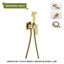 GobekUsa Bidet Faucet Shower Mixer: Cold Hot Water Tap, Brass, Square Sprayer Head