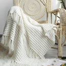 GobekUsa Knitted Nordic White Casual Blanket - Soft & Comfortable Sofa Throw Bed End Cover for Home Decor & Travel