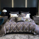 GobekUsa 1200TC Egyptian Cotton Satin Jacquard Patchwork Bedding Set with Silky Finish