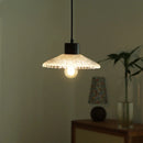 GobekUsa Clear Glass LED Pendant Light Fixture Wood Hanging Lamp