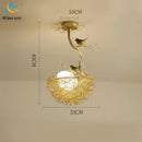 GobekUsa Bird's Nest Glass LED Ceiling Lamp for Modern Nordic Living Room Decor